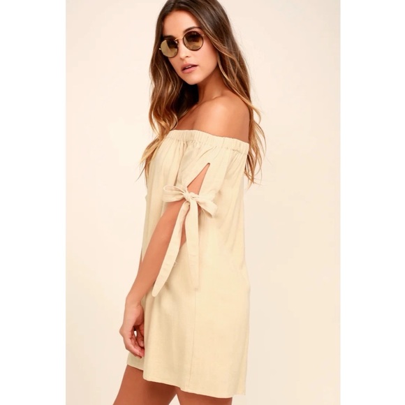 ‼️SOLD‼️LULUS | Off The Shoulder Tie Sleeves Dress - Picture 3 of 12
